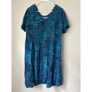 SOLD (Do not buy) Vintage Eagle Ray Traders Women's XL Batik Floral Midi Dress